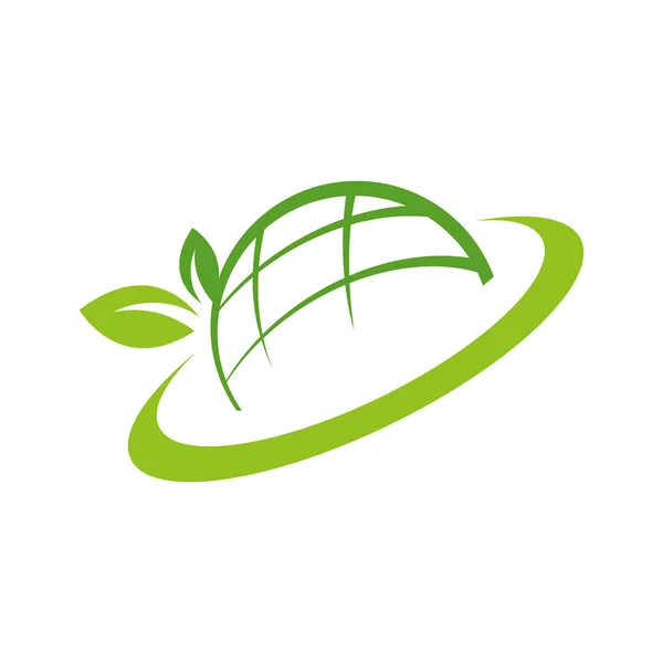 Vert feuille globale globe logo conception vectoriel illustrations — Image vectorielle