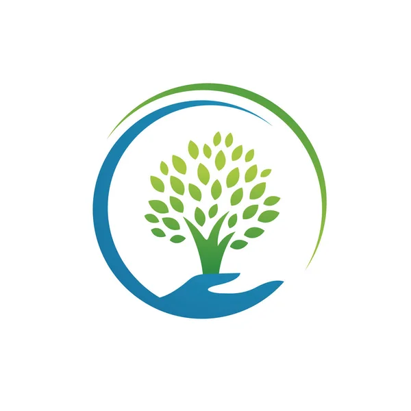 Simples silhueta mão e árvore logotipo ícones vetoriais — Vetor de Stock