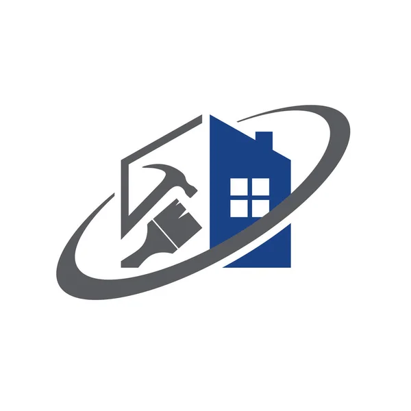 Home Riparazione Logo con strumenti di manutenzione e costruzione di case c — Vettoriale Stock