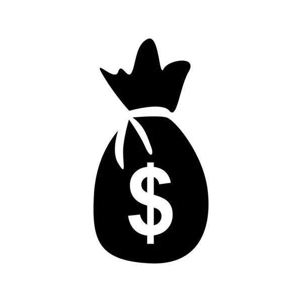 Geld zak logo vector pictogram een zwart-wit Moneybag Sack met — Stockvector