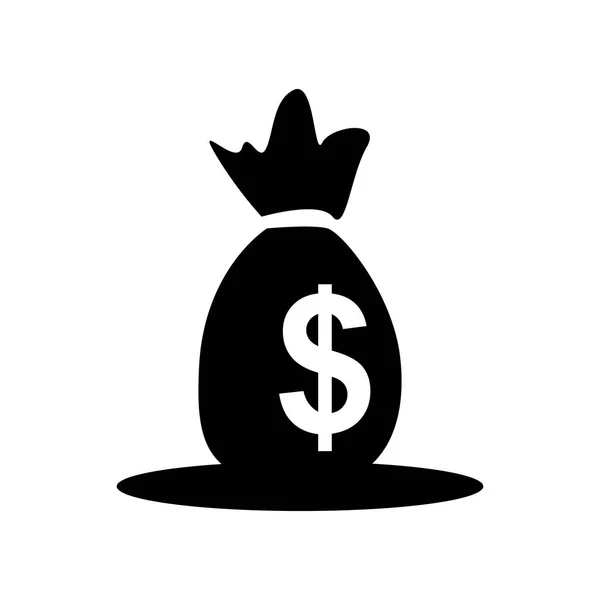 Bolso de dinero logo vector icono de un saco de Moneybag blanco y negro con — Archivo Imágenes Vectoriales