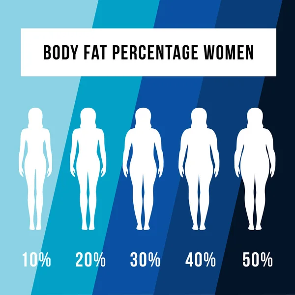 체 지방 비율 여자 디자인 개념 벡터 여자 다이어트 와 — 스톡 벡터