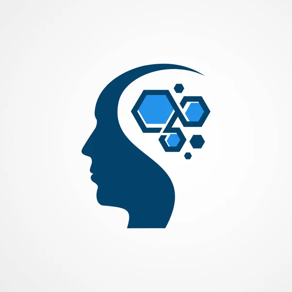 Intelligence Tech Colorful Mind Head Health logo designs concept — Image vectorielle