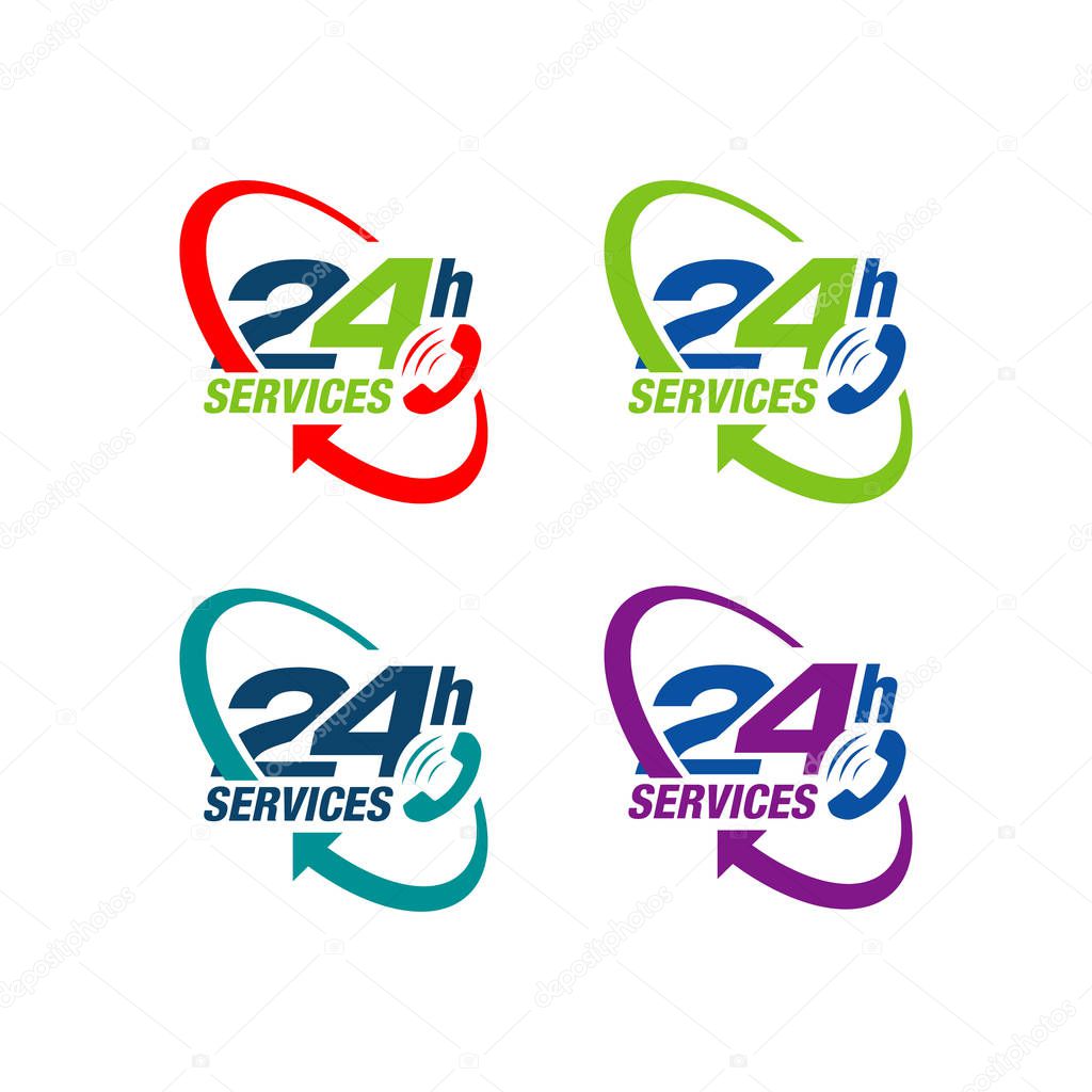 24 hours service sign vector icon day night services button symb