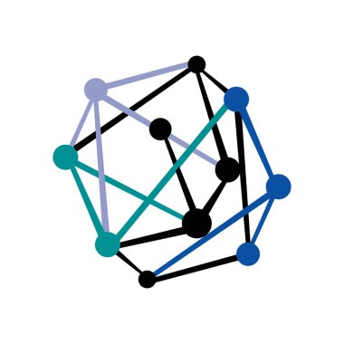 Bağlı daire vektör çizimi. Teknoloji soyut nokta co