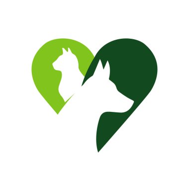 veteriner kliniği vektör logosu . köpek ve kedi silueti. L