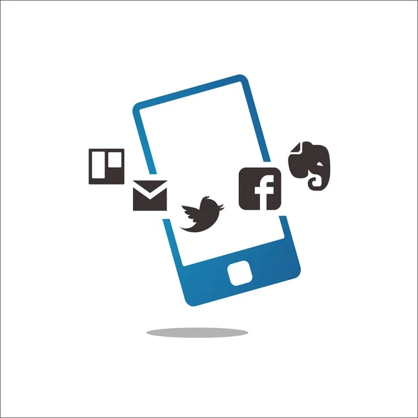 Szociális média kerekítés Gadget okostelefon mobiltelefon logo vektor — Stock Vector