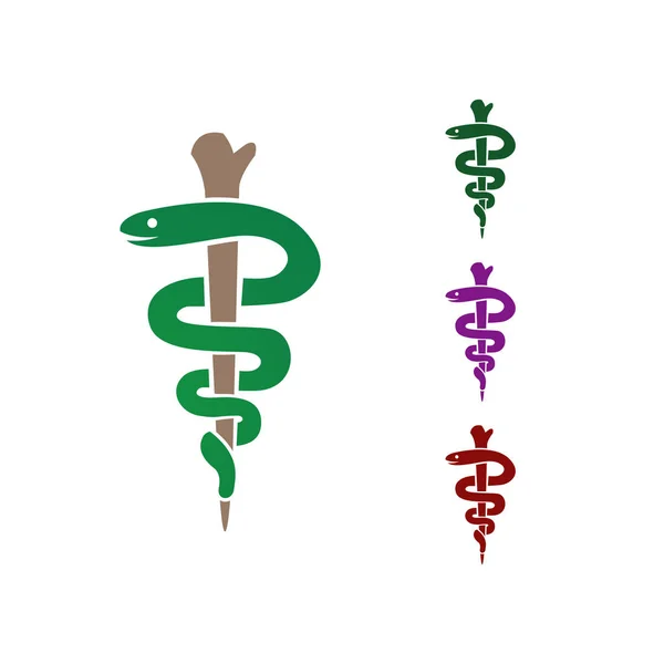 Ιατρικό σύμβολο της υγείας Caduceus το φίδι και το ραβδί εικονίδιο του Ασκληπιού — Διανυσματικό Αρχείο