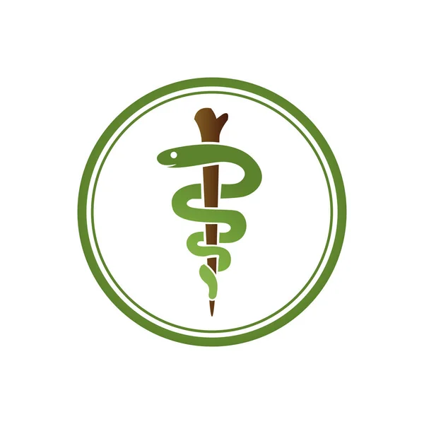 Tıbbi Sağlık Caduceus sembolü Asclepius yılan ve Değnek simgesi — Stok Vektör