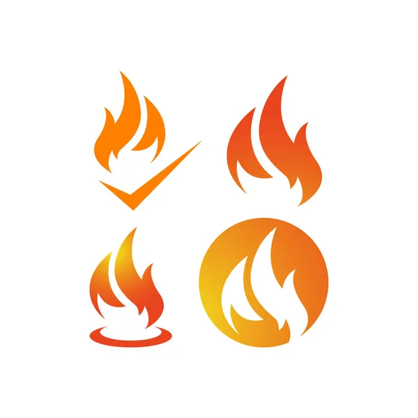 Set von Feuer Flammen Vektor Logo Design Icons Elemente — Stockvektor