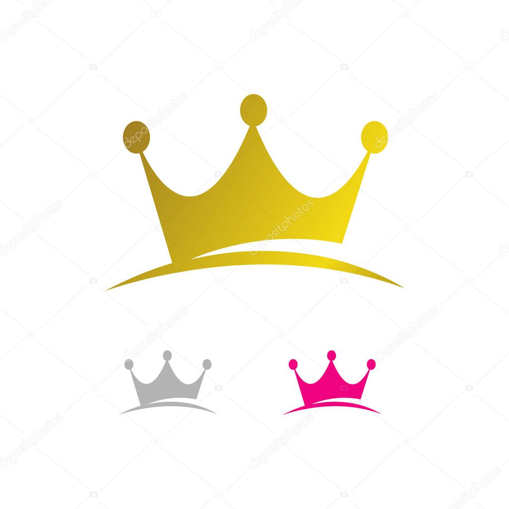 Gold luxury Crown Logo Vector Royal King Queen abstract design