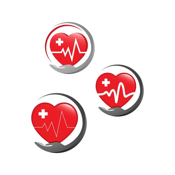 Szív Care logo design vektor egészségügyi orvosi jelkép — Stock Vector