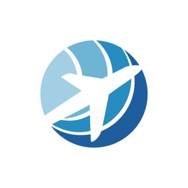 seyahat küre ve uçak logosu vektör simgesi çizimler