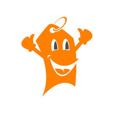 alışveriş maskotu logosu mutlu karikatür etiket etiket tasarım vektör illus