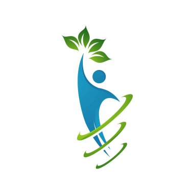 bitkisel ve yeşil unsurları ile soyut sağlıklı insanlar logosu