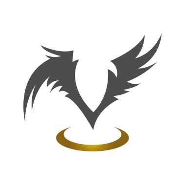 halka ve yayılan kanatlar logo vektör çizimler