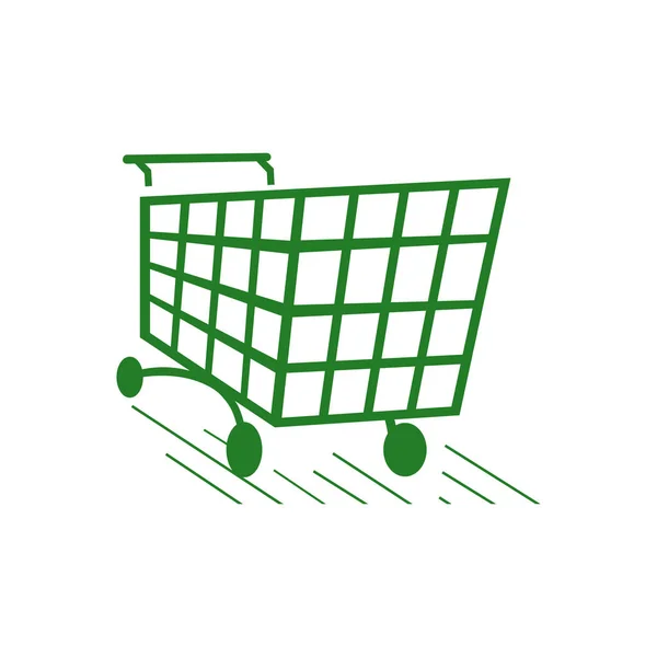 Een trolley winkelwagen logo pictogram ontwerp winkel symbool vector klok — Stockvector