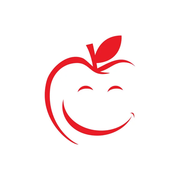 Abstraktní šťastný zdravý ovocný úsměv jablko logo design vektor Illu — Stockový vektor