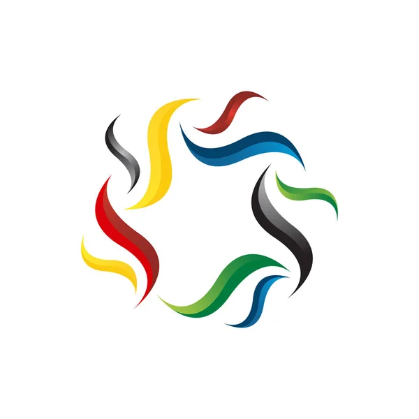 Cercle coloré groupe de personnes ensemble unité logo conception v — Image vectorielle