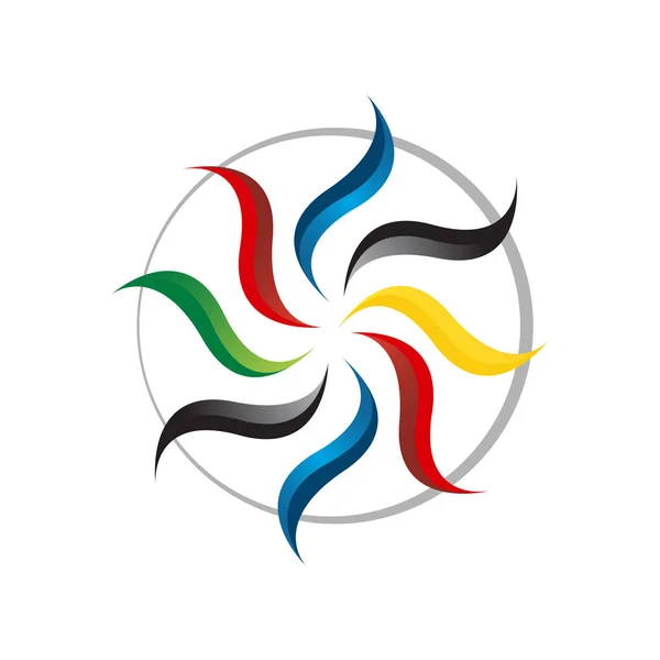 Cercle coloré groupe de personnes ensemble unité logo conception v — Image vectorielle