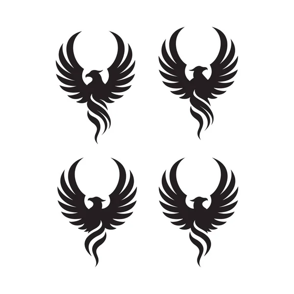 Vuelo de altura alas ave fénix Logotipo diseño vector ilustraciones — Vector de stock