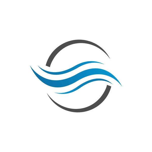 Mavi okyanus işareti Vektör simgesi Te Modern Su Dalgaları logosu Tasarım — Stok Vektör