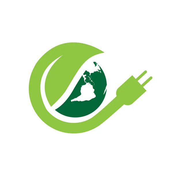 Eletricidade mundial logotipo da energia verde ilustrações vetoriais —  Vetores de Stock