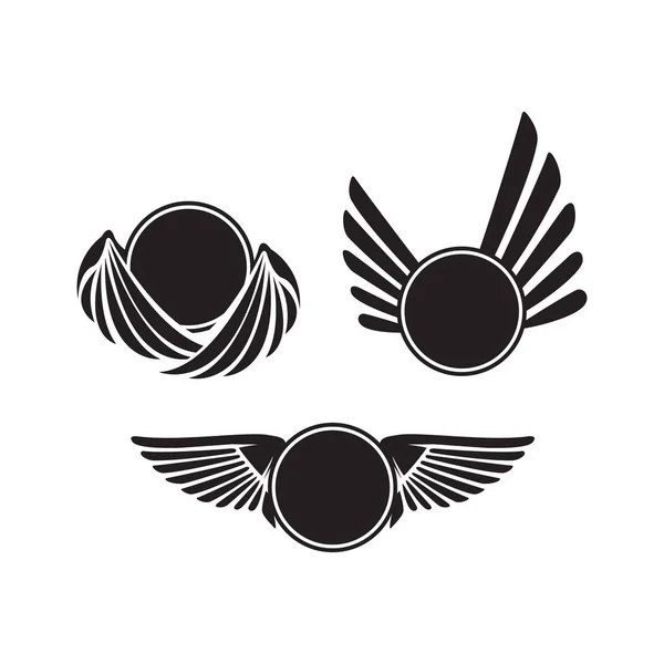 Set van zwarte vleugels logo vector illustraties — Stockvector