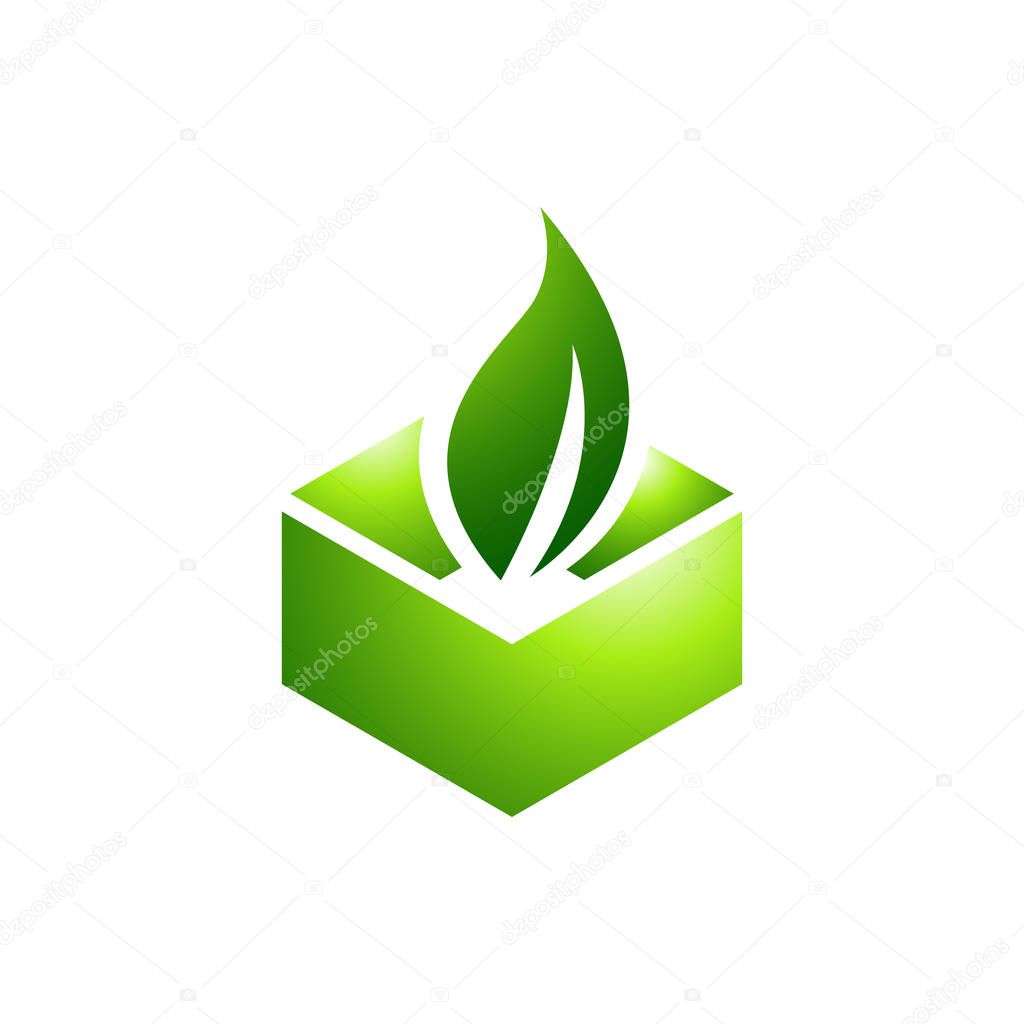 eco friendly renewable green packaging icon logo design vector s