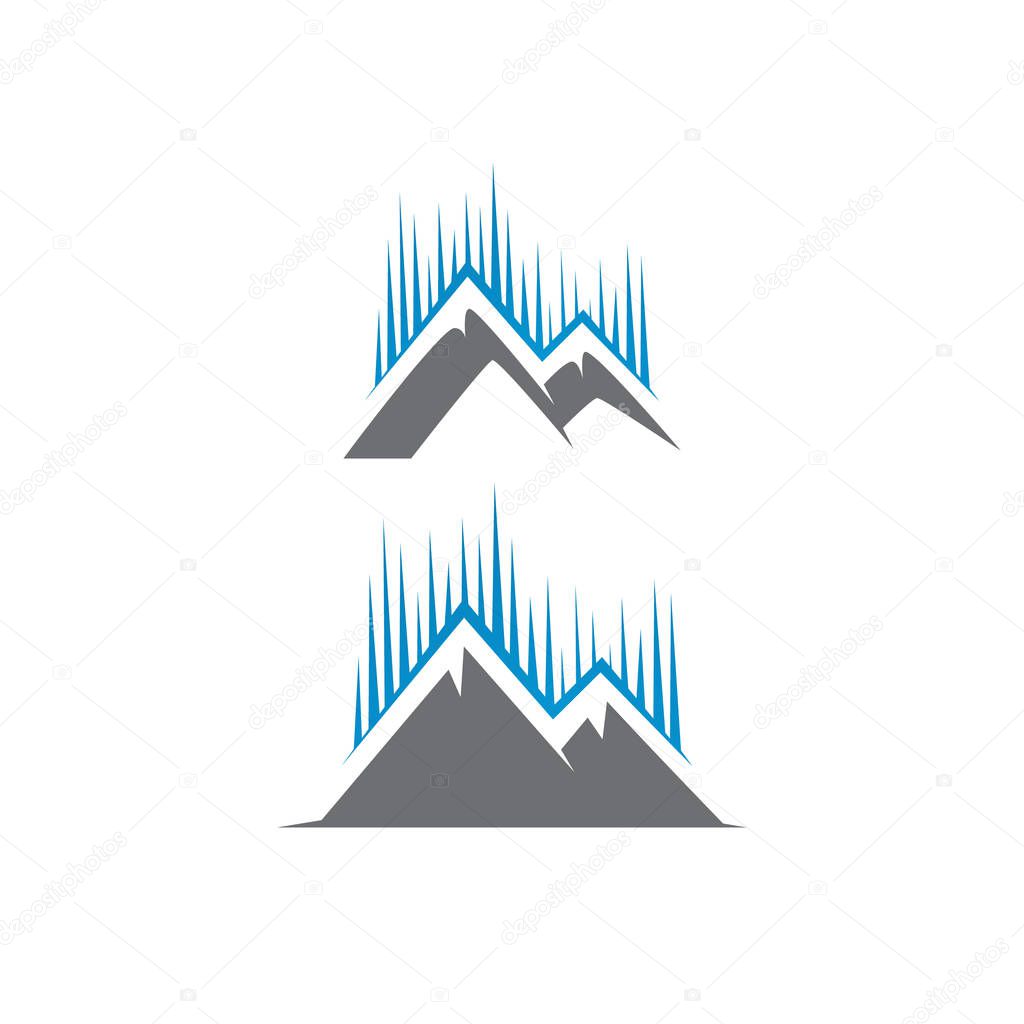 aurora with peak of Mountain logo tech vector illustrations