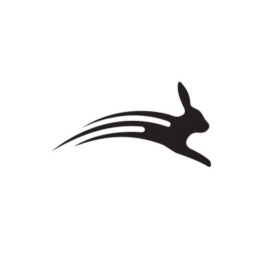 Basit siyah beyaz Running Rabbit logo tasarım vektör illustr