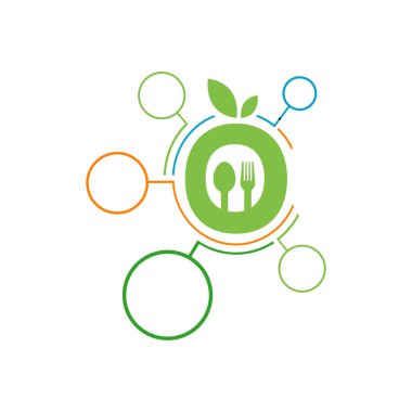 yaprak Kaşık ve Çatal Soyut logosu Vec vegan vejetaryen sembolü