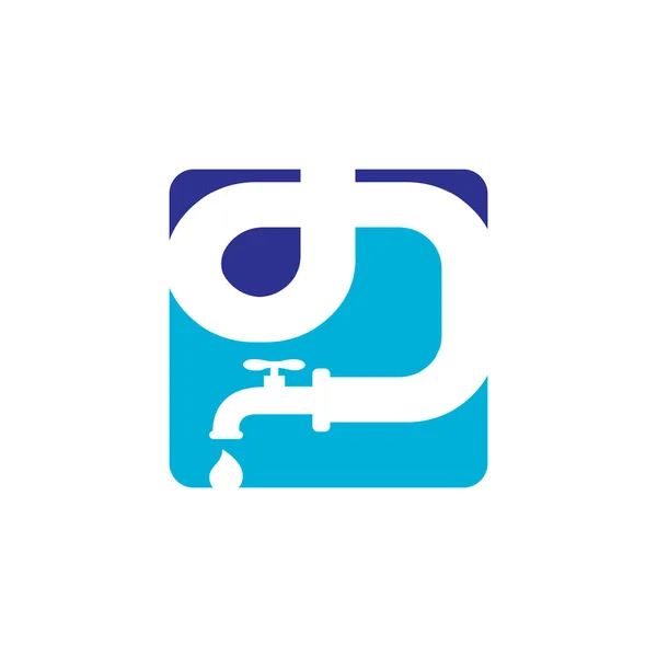 水道配管ロゴデザインベクトル記号 テンプレート — ストックベクタ