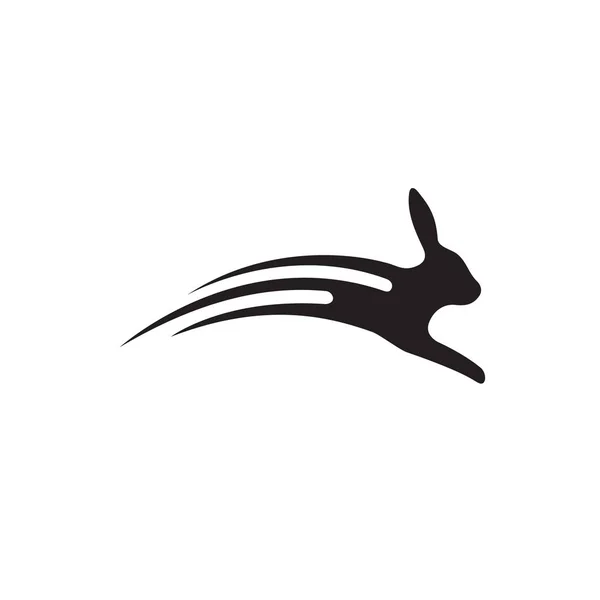 Simple blanco y negro Running Rabbit logo design vector illustr — Vector de stock
