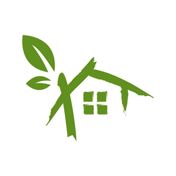 Kreslení nákres zelený dům logo návrh vektor ikona ilustratio — Stockový vektor