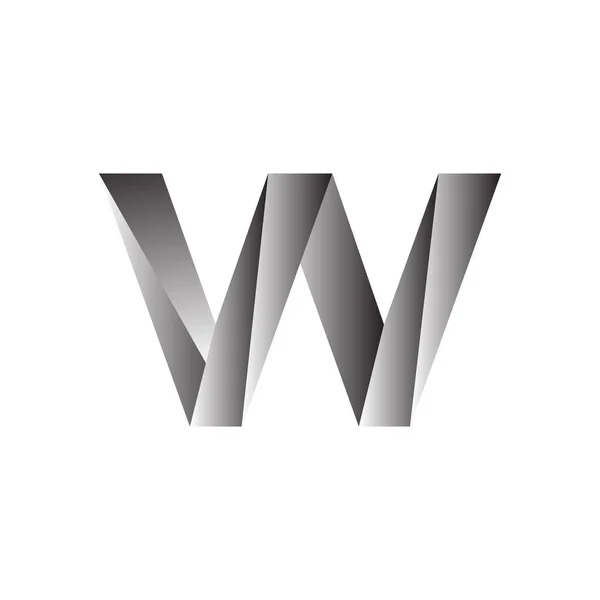 Stříbrné písmeno W návrh vektoru grafika koncept — Stockový vektor
