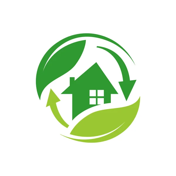 Vektor loga zeleného domu. Ekologický zelený domov. Ekologická ikona domu — Stockový vektor