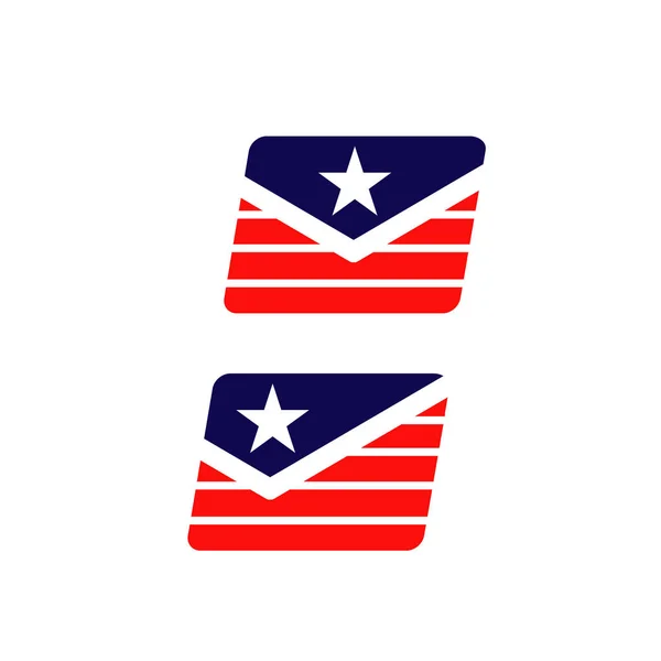 Mensagens americanas ícone de e-mail vetor de design logotipo americano no moderno sty — Vetor de Stock