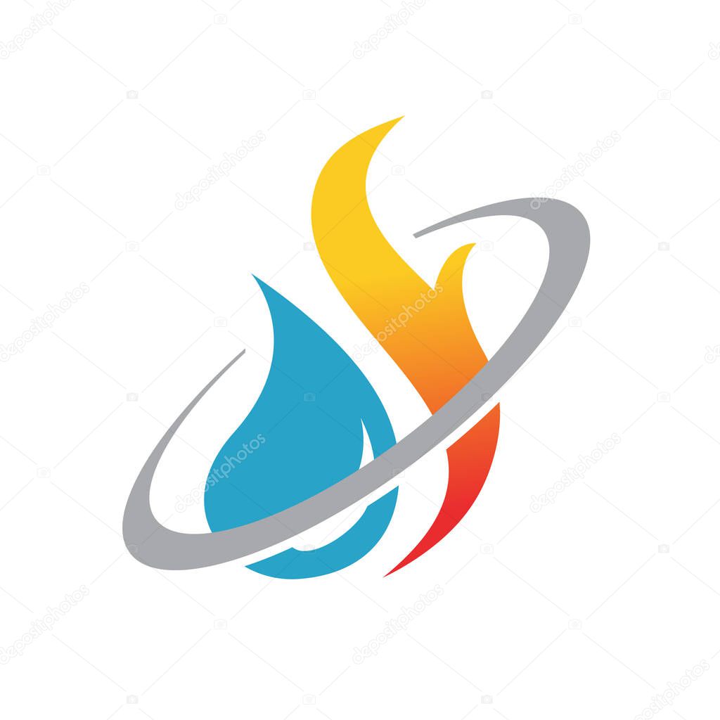 hvac business company heating and cooling logo design vector