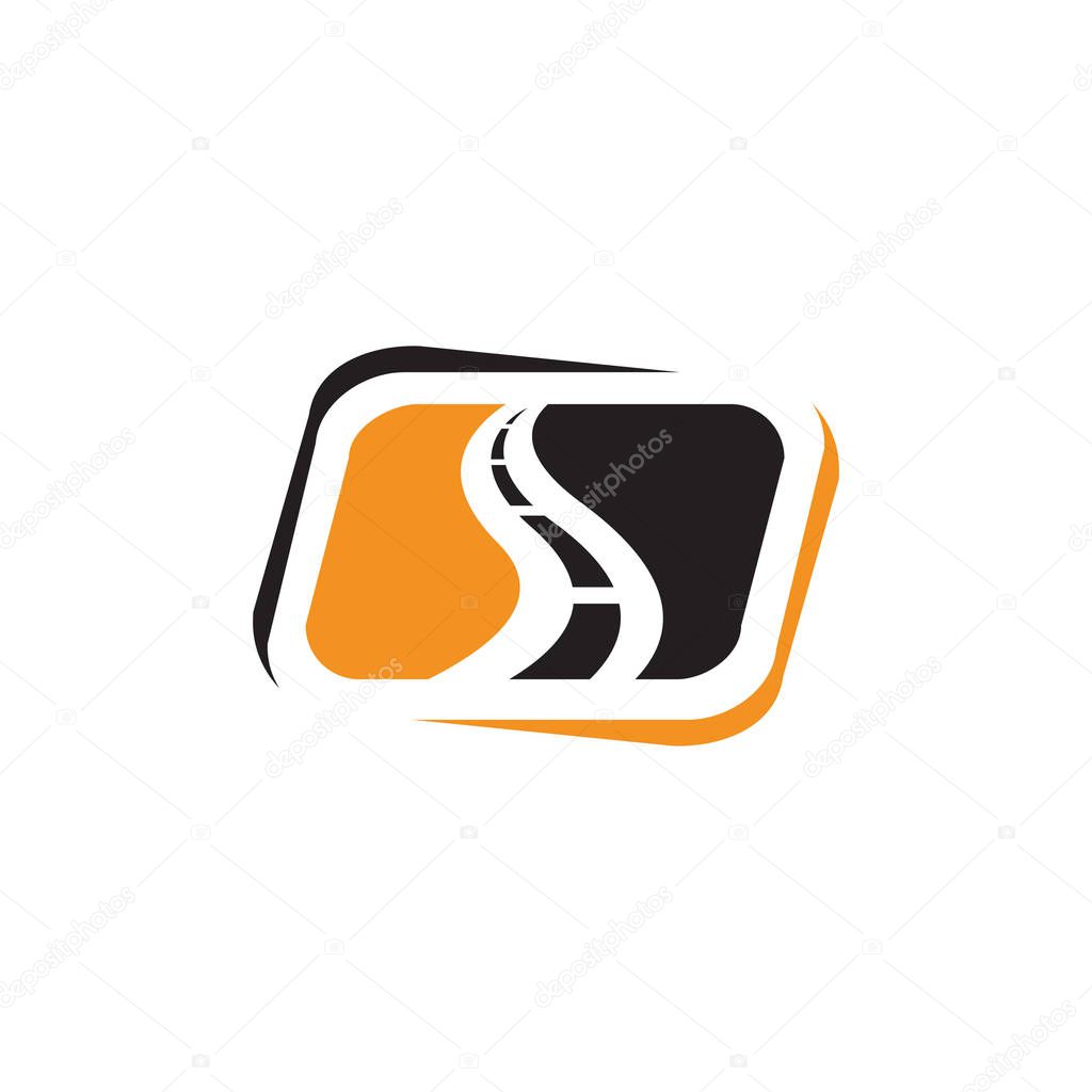 Creative road construction logo design sign concept design template