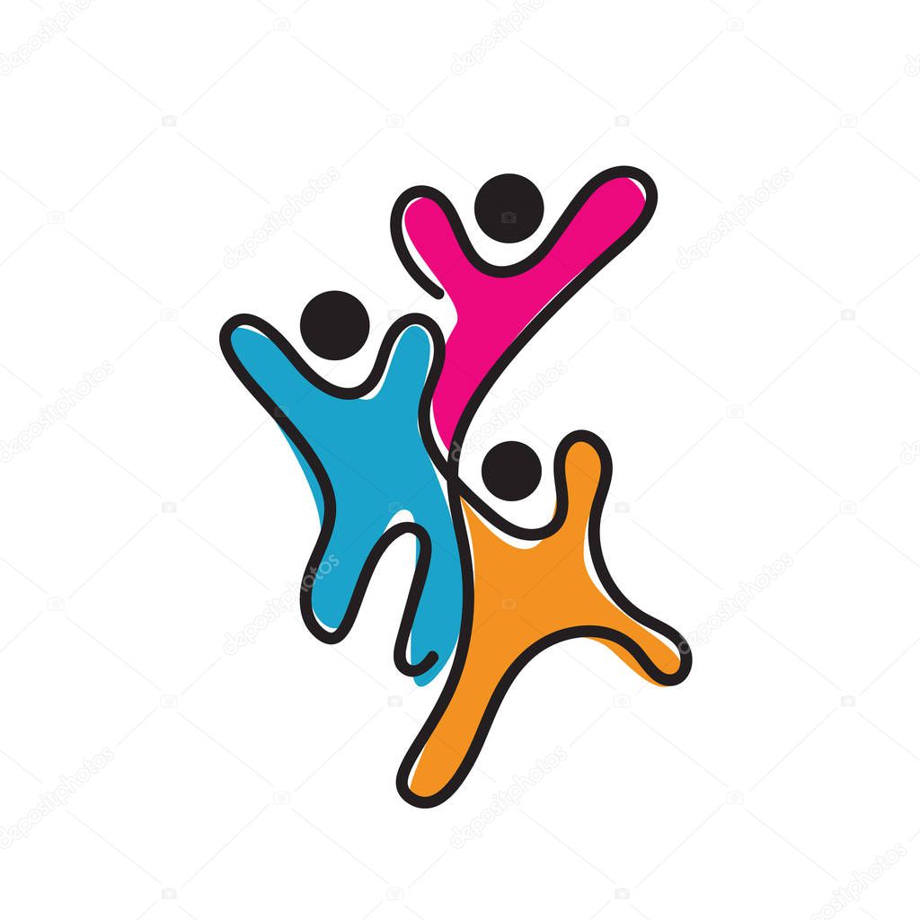 Happy Abstract People Logo happiness family community vector Ico