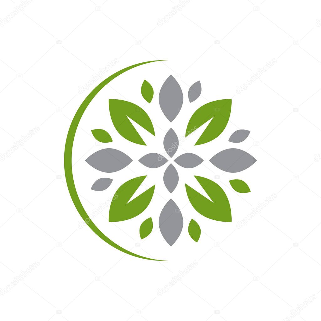Round emblem flower in a circle n linear style a Vector abstract