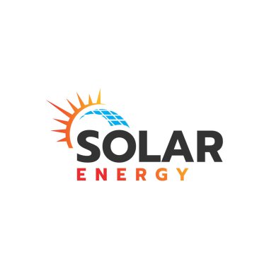 Güneş Enerjisi Güneş panelleri yeşil enerji ve için vektör tasarımı logosu 