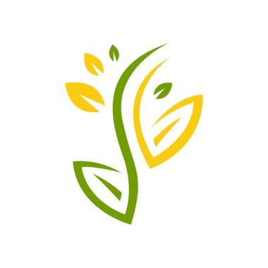 doğa basit ve modern büyüyen yeşil yaprak logo tasarım vektör e