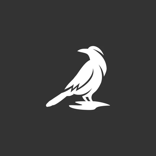 Stijlvolle eenvoudige zwarte Raven Crow logo ontwerp teken vector Illustra — Stockvector