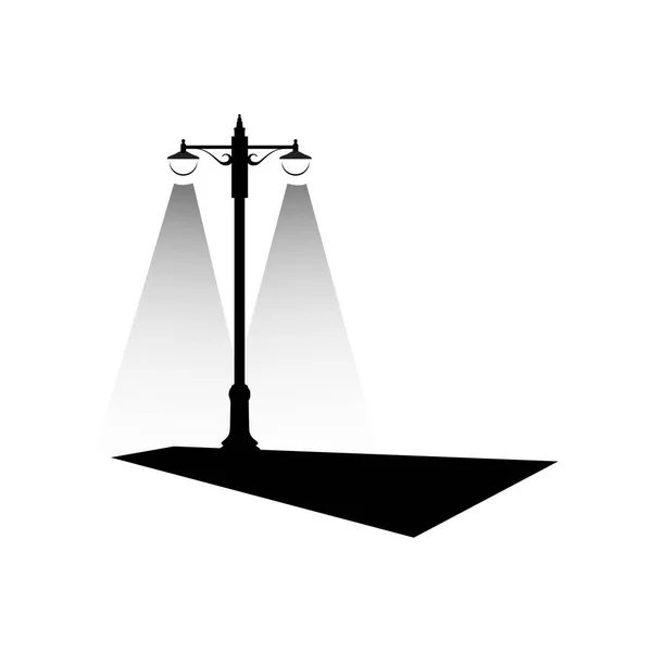 Simples preto e branco Iluminação do vetor do logotipo da lâmpada de rua — Vetor de Stock
