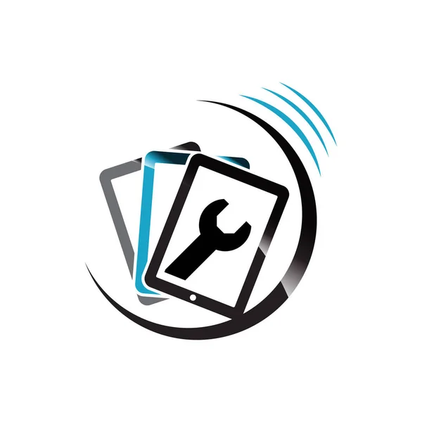 Телефон услуги мобильного ремонта логотипа дизайн векторной иконки символ иллюзия — стоковый вектор