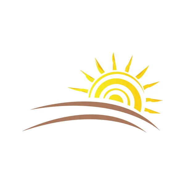 Ilustração um sol pôr-do-sol amarelo sol logotipo design vetor sym — Vetor de Stock