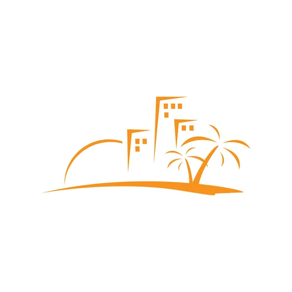 Modèle de conception de logo maison de plage d'été Illustration vectorielle — Image vectorielle