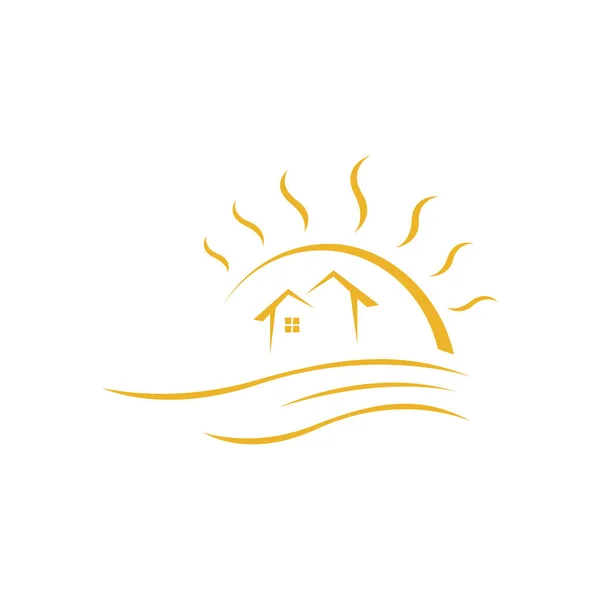 Modèle de conception de logo de maison de plage d'été tropical vectoriel illustra — Image vectorielle